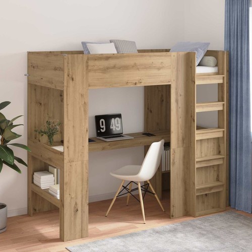 Loft bed frame with - bed, desk