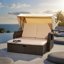 Sunbed Polywicker Brown Sun