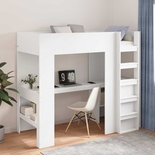Loft Bed Frame with Desk White