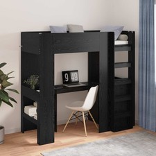 Loft Bed Frame with Desk Black
