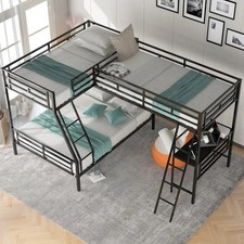 Metal Bunk Bed Frame L-Shaped